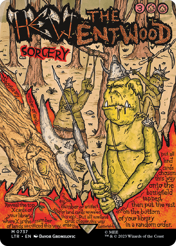 Hew the Entwood (Borderless Poster) [The Lord of the Rings: Tales of Middle-Earth] MTG Single Magic: The Gathering  | Multizone: Comics And Games