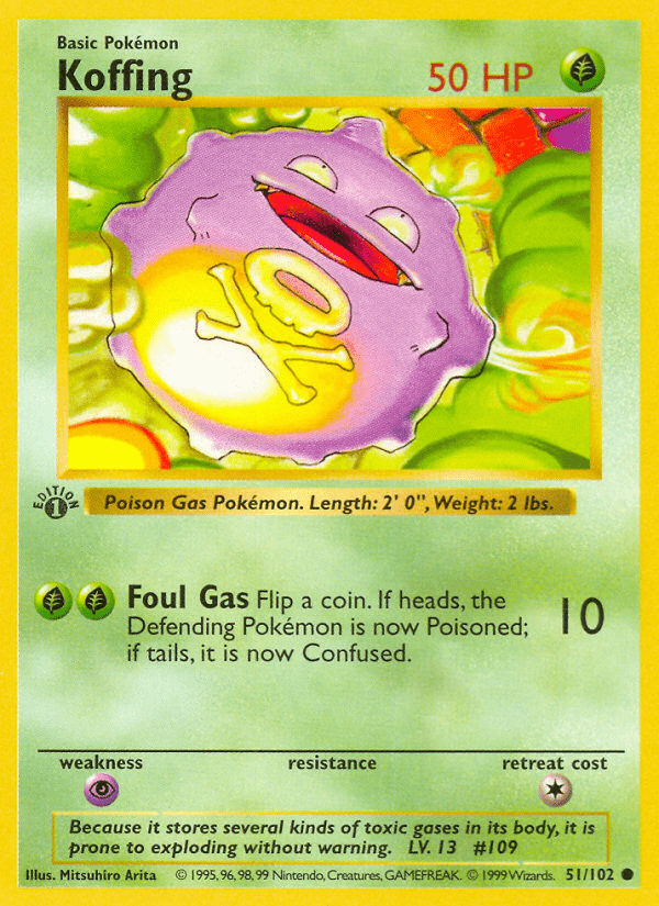 Koffing (51/102) (Shadowless) [Base Set 1st Edition] Pokemon Single Pokémon  | Multizone: Comics And Games