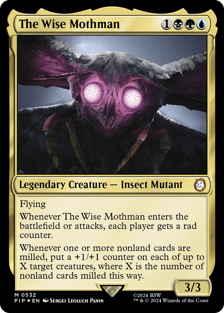 The Wise Mothman (Surge Foil) [Fallout] MTG Single Magic: The Gathering  | Multizone: Comics And Games