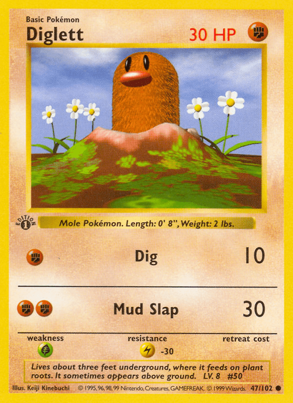 Diglett (47/102) (Shadowless) [Base Set 1st Edition] Pokemon Single Pokémon  | Multizone: Comics And Games