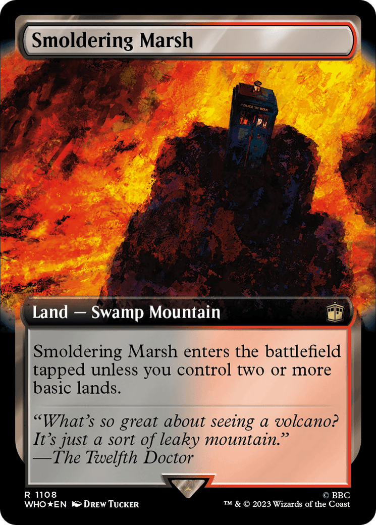 Smoldering Marsh (Extended Art) (Surge Foil) [Doctor Who] MTG Single Magic: The Gathering  | Multizone: Comics And Games