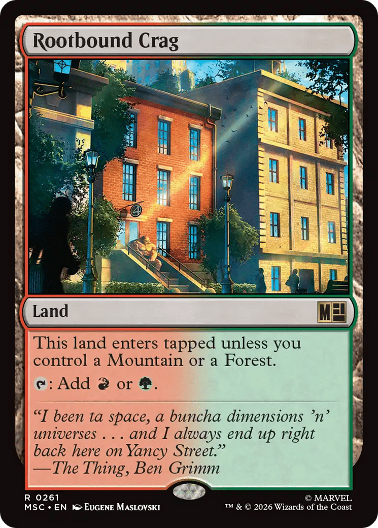 Rootbound Crag (Surge Foil) [Marvel Super Heroes Commander] MTG Single Magic: The Gathering  | Multizone: Comics And Games