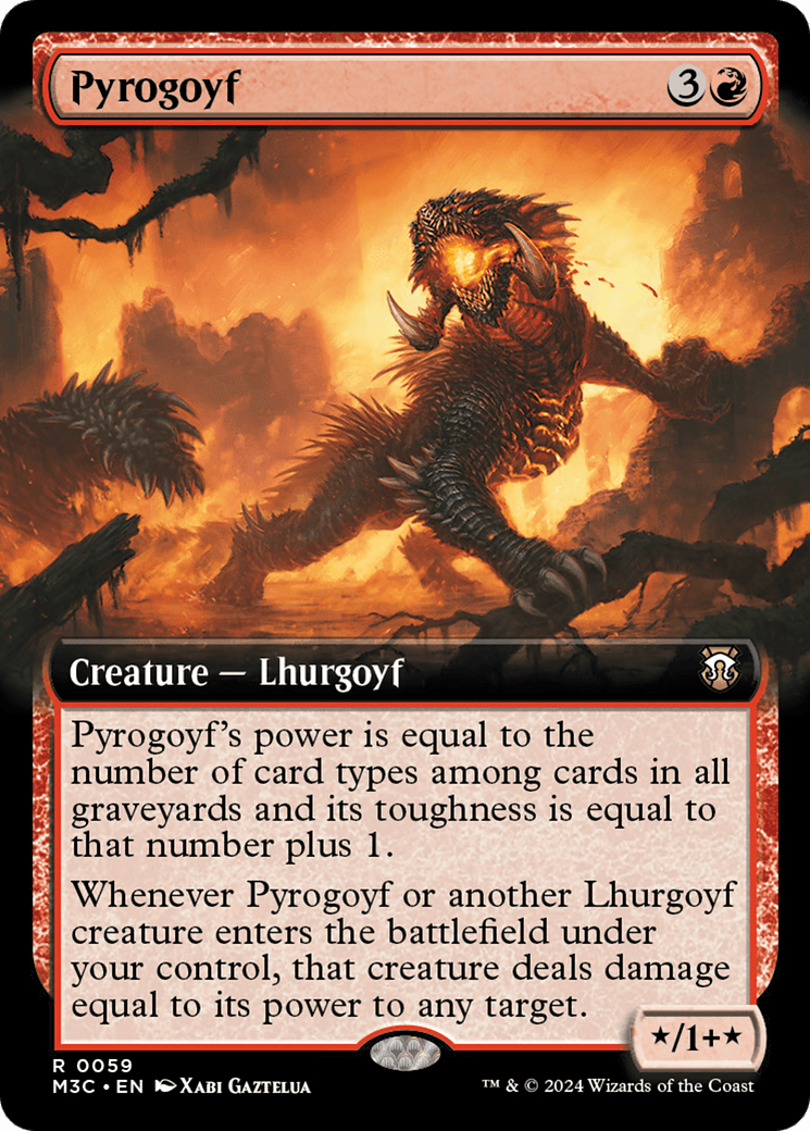 Pyrogoyf (Extended Art) (Ripple Foil) [Modern Horizons 3 Commander] MTG Single Magic: The Gathering  | Multizone: Comics And Games