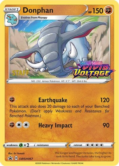 Donphan (SWSH067) (Staff Prerelease Promo) [Sword & Shield: Black Star Promos] Pokemon Single Pokémon  | Multizone: Comics And Games