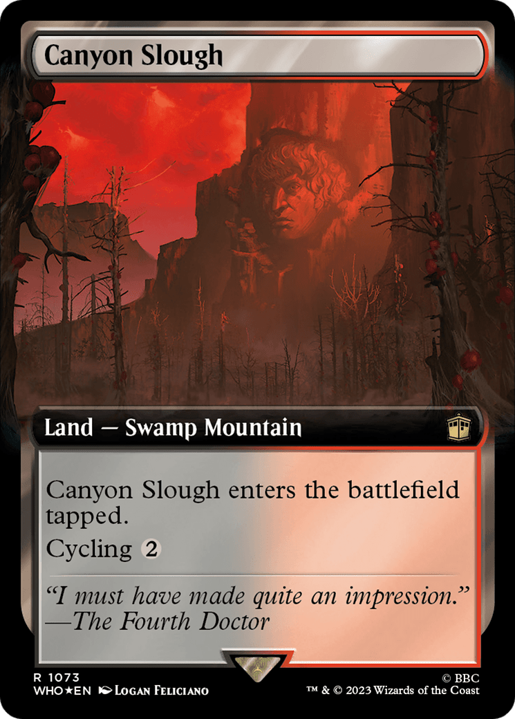 Canyon Slough (Extended Art) (Surge Foil) [Doctor Who] MTG Single Magic: The Gathering  | Multizone: Comics And Games