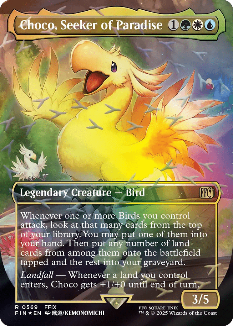 Choco, Seeker of Paradise (Borderless) (Chocobo Track Foil) [FINAL FANTASY] MTG Single Magic: The Gathering  | Multizone: Comics And Games