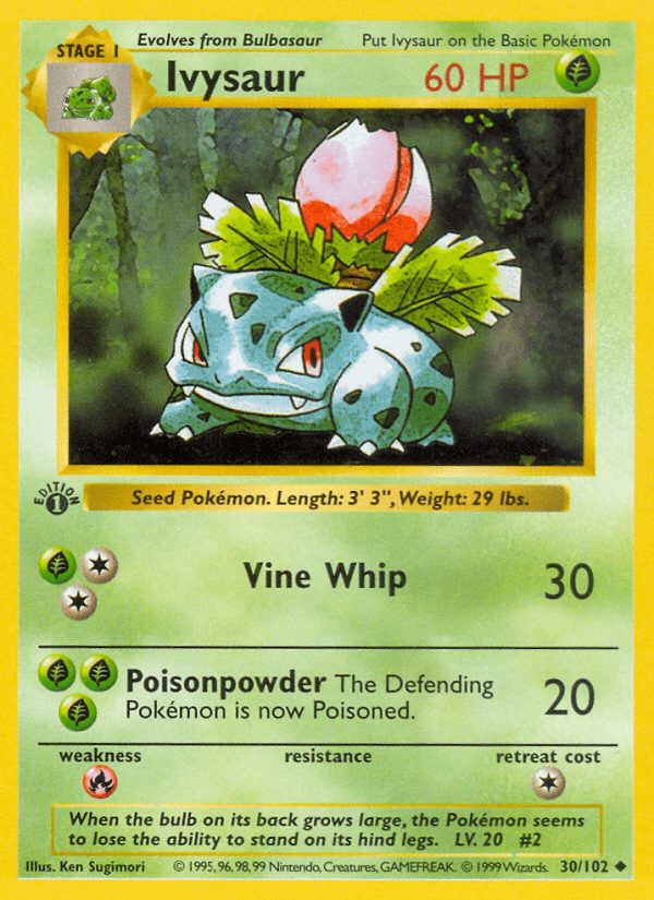 Ivysaur (30/102) (Shadowless) [Base Set 1st Edition] Pokemon Single Pokémon  | Multizone: Comics And Games