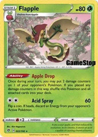 Flapple (022/192) (GameStop Exclusive) [Sword & Shield: Rebel Clash] Pokemon Single Pokémon  | Multizone: Comics And Games