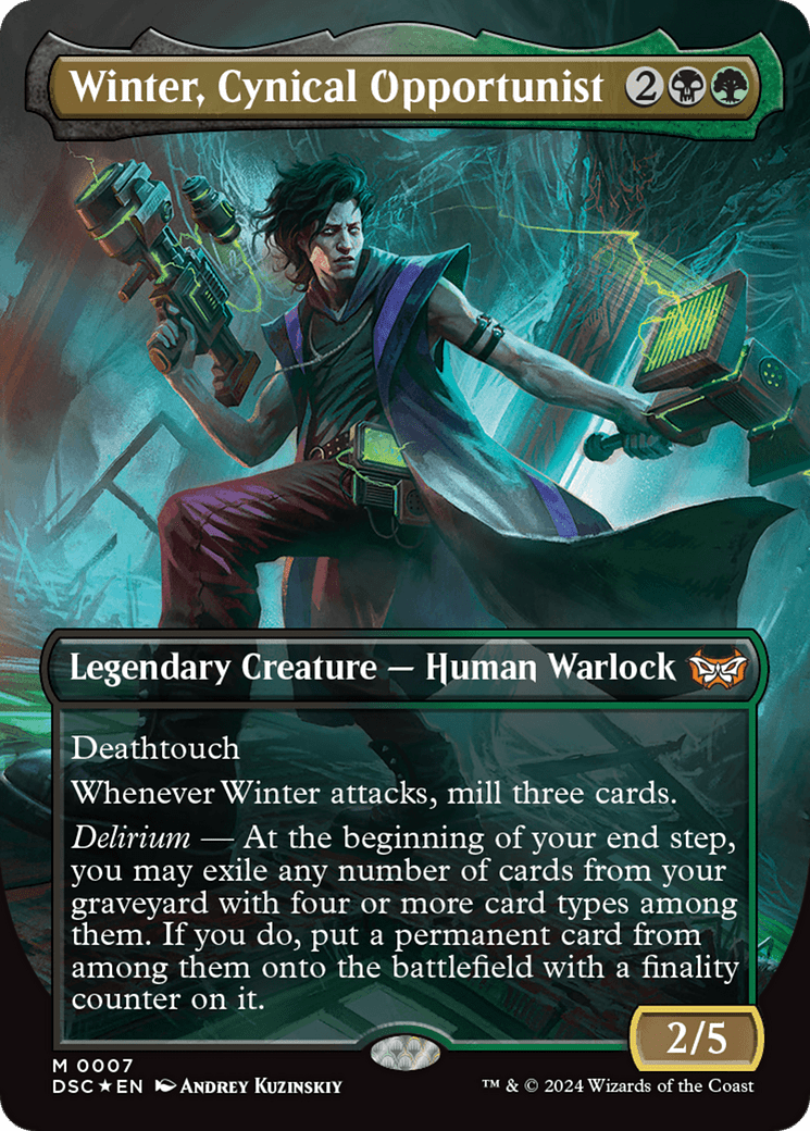 Winter, Cynical Opportunist (Borderless) [Duskmourn: House of Horror Commander] MTG Single Magic: The Gathering  | Multizone: Comics And Games