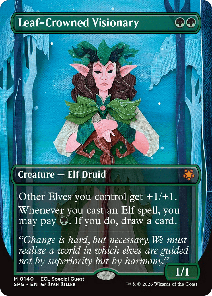 Leaf-Crowned Visionary (Borderless) [Lorwyn Eclipsed Special Guests] MTG Single Magic: The Gathering  | Multizone: Comics And Games