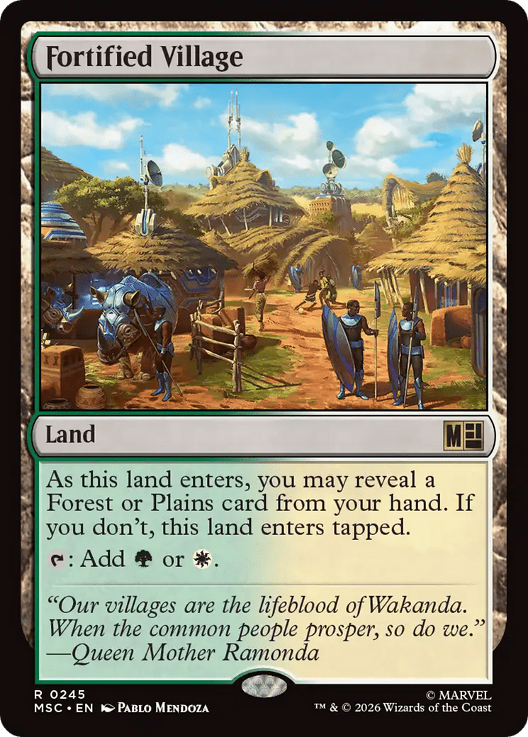 Fortified Village (Surge Foil) [Marvel Super Heroes Commander] MTG Single Magic: The Gathering  | Multizone: Comics And Games