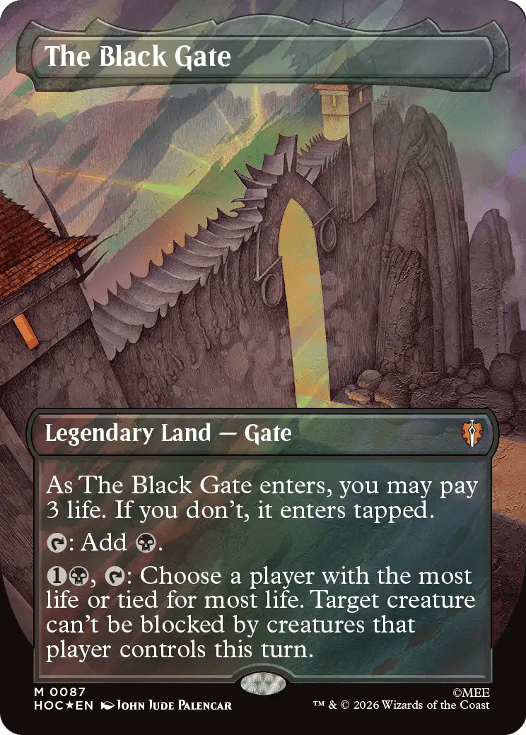 The Black Gate (Borderless) (Surge Foil) [The Hobbit: Eternal-Legal] MTG Single Magic: The Gathering  | Multizone: Comics And Games