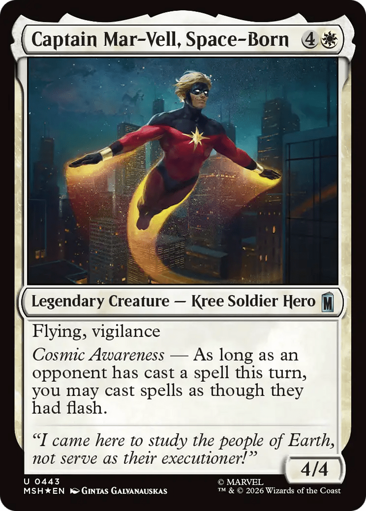 Captain Mar-Vell, Space-Born (Surge Foil) [Marvel Super Heroes] MTG Single Magic: The Gathering  | Multizone: Comics And Games