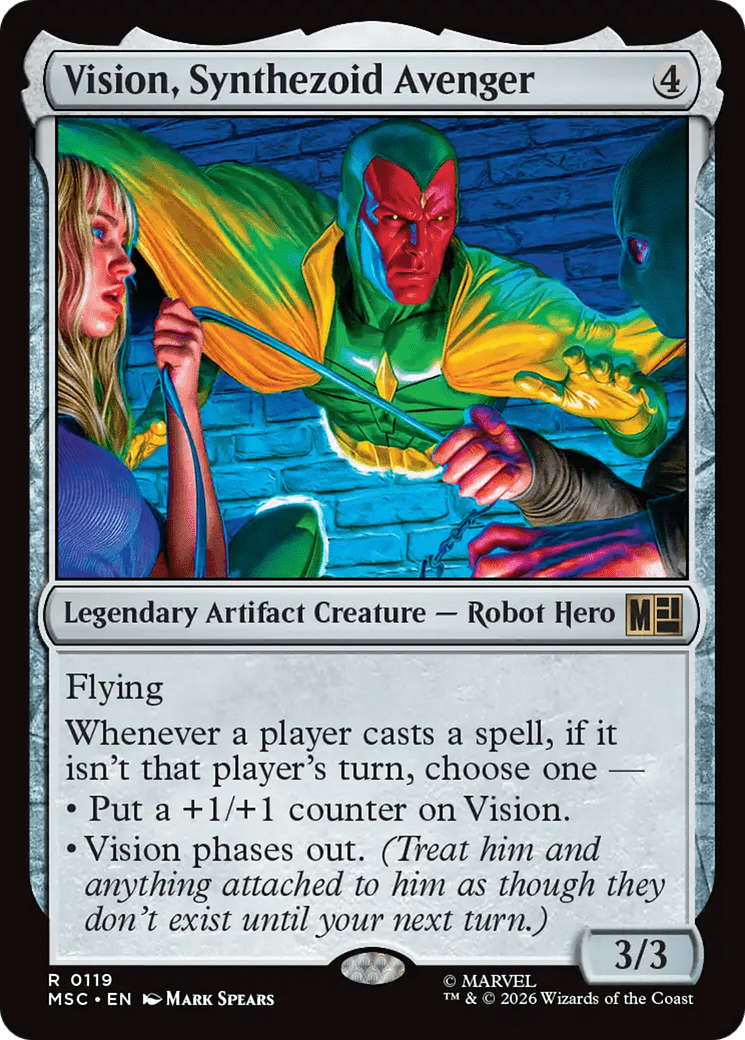 Vision, Synthezoid Avenger (Surge Foil) [Marvel Super Heroes Commander] MTG Single Magic: The Gathering  | Multizone: Comics And Games