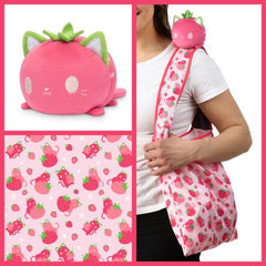 Teeturtle reversible plush bag Accessories|Accessoires Multizone: Comics And Games Cat strawberry  | Multizone: Comics And Games