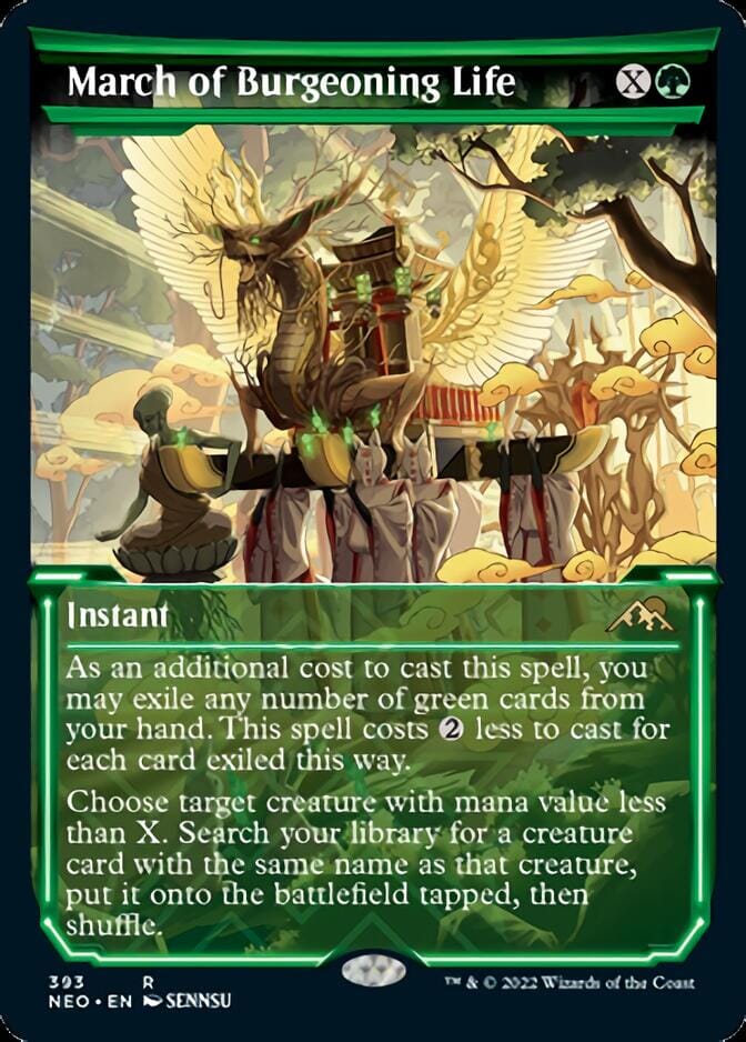 March of Burgeoning Life (Showcase Soft Glow) [Kamigawa: Neon Dynasty] MTG Single Magic: The Gathering  | Multizone: Comics And Games