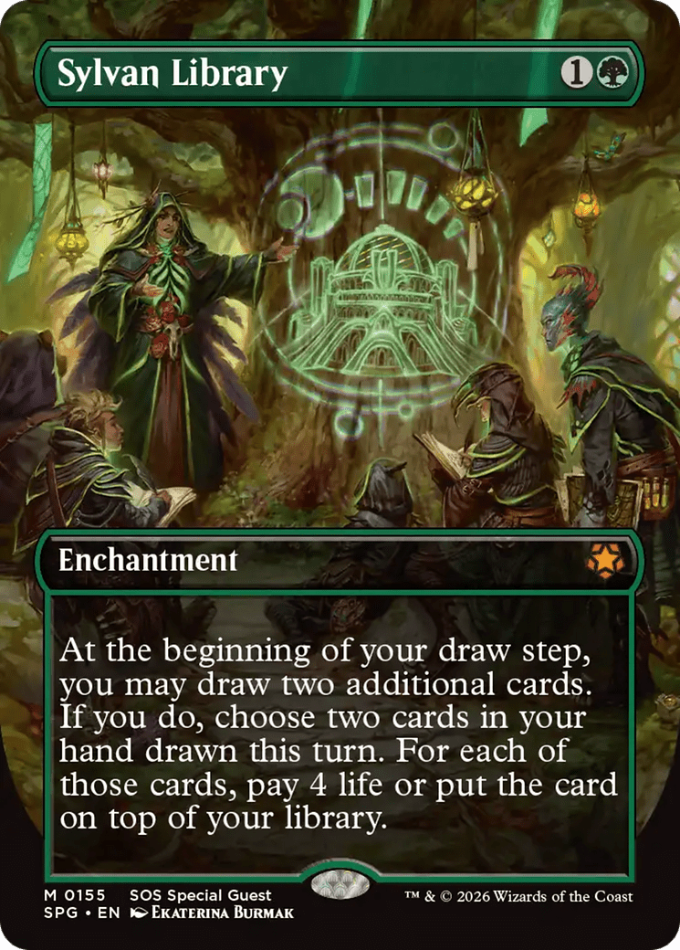 Sylvan Library (Borderless) [Secrets of Strixhaven Special Guests] MTG Single Magic: The Gathering  | Multizone: Comics And Games
