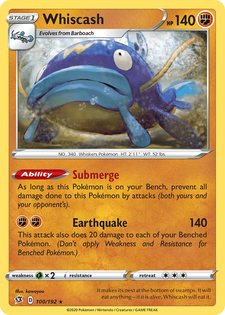 Whiscash (100/192) [Sword & Shield: Rebel Clash] Pokemon Single Pokémon  | Multizone: Comics And Games