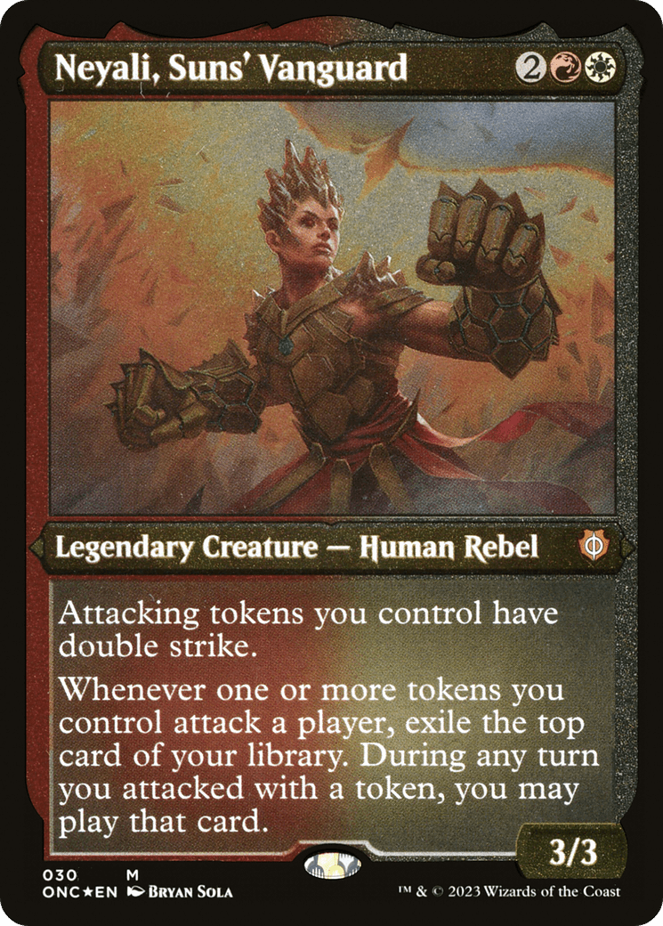 Neyali, Suns' Vanguard (Foil Etched) (Display Commander) [Phyrexia: All Will Be One Commander] MTG Single Magic: The Gathering  | Multizone: Comics And Games