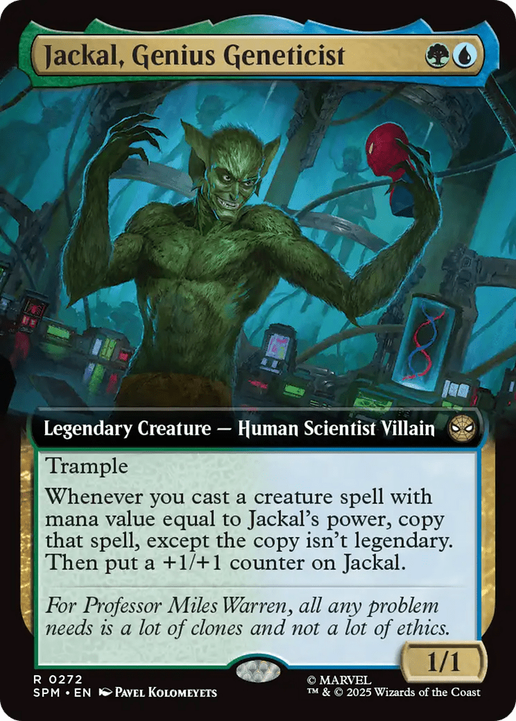 Jackal, Genius Geneticist (Extended Art) [Marvel's Spider-Man] MTG Single Magic: The Gathering  | Multizone: Comics And Games