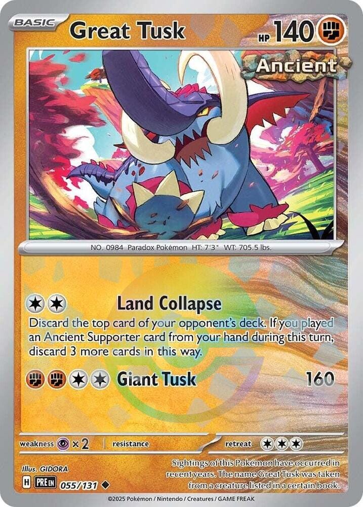 Great Tusk (055/131) (Poke Ball Pattern) [Scarlet & Violet: Prismatic Evolutions] Pokemon Single Pokémon  | Multizone: Comics And Games