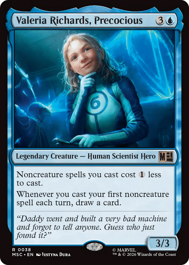 Valeria Richards, Precocious (Surge Foil) [Marvel Super Heroes Commander] MTG Single Magic: The Gathering  | Multizone: Comics And Games