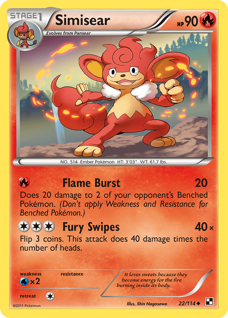 Simisear (22/114) [Black & White: Base Set] Pokemon Single Pokémon  | Multizone: Comics And Games