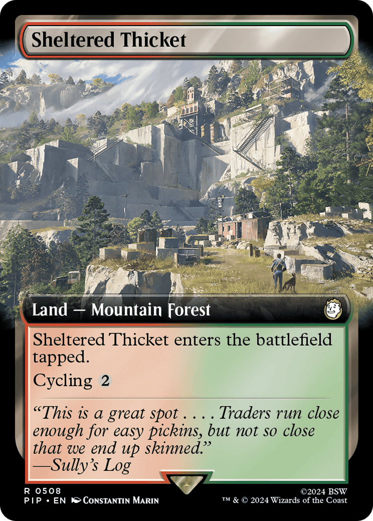 Sheltered Thicket (Extended Art) [Fallout] MTG Single Magic: The Gathering  | Multizone: Comics And Games