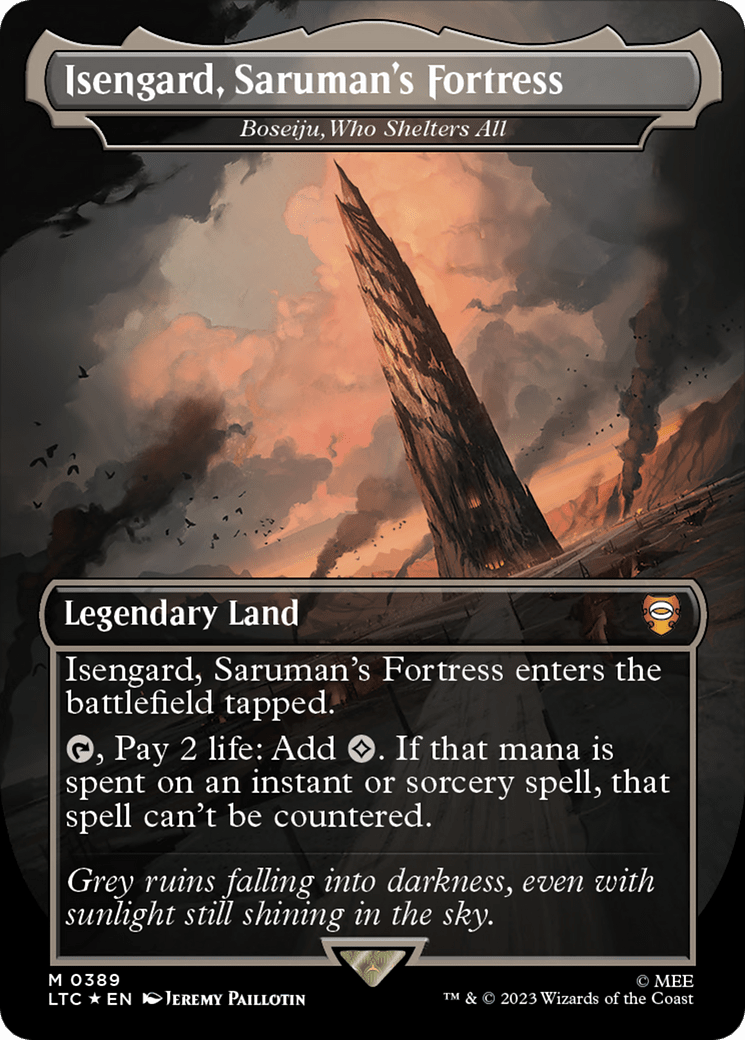 Isengard, Saruman's Fortress - Boseiju, Who Shelters All (Surge Foil Realms and Relics) [The Lord of the Rings: Tales of Middle-Earth Commander] MTG Single Magic: The Gathering  | Multizone: Comics And Games