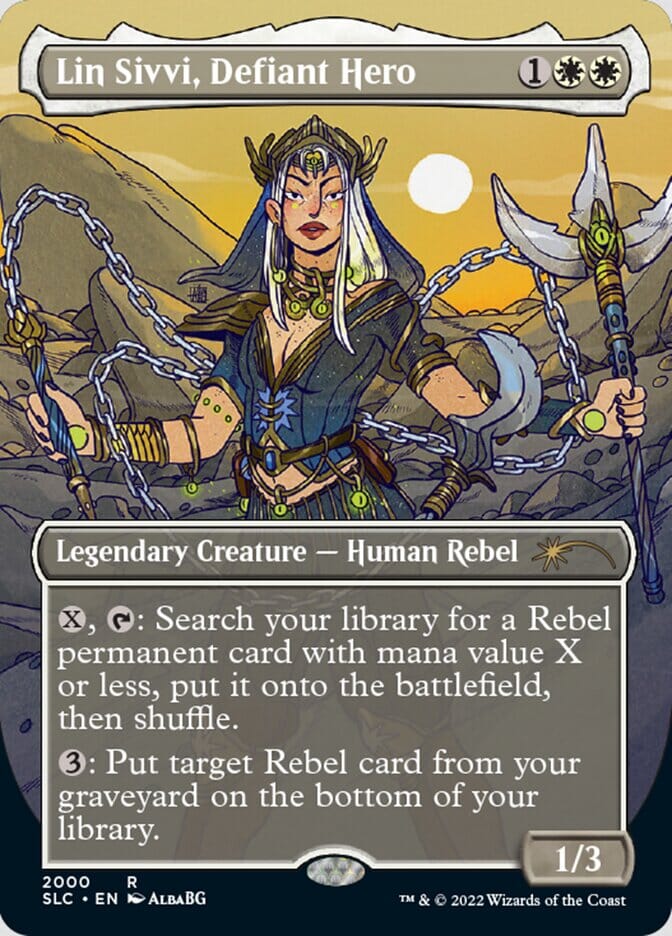 Lin Sivvi, Defiant Hero (Borderless) [Secret Lair Countdown Kit] MTG Single Magic: The Gathering  | Multizone: Comics And Games