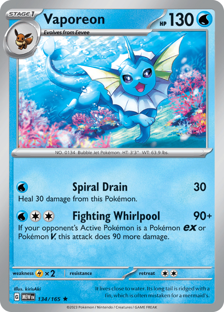 Vaporeon (134/165) [Scarlet & Violet 151] Pokemon Single Pokémon  | Multizone: Comics And Games