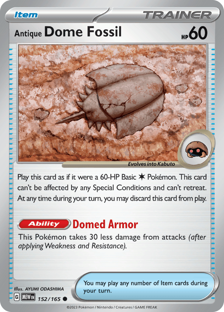 Antique Dome Fossil (152/165) [Scarlet & Violet 151] Pokemon Single Pokémon  | Multizone: Comics And Games