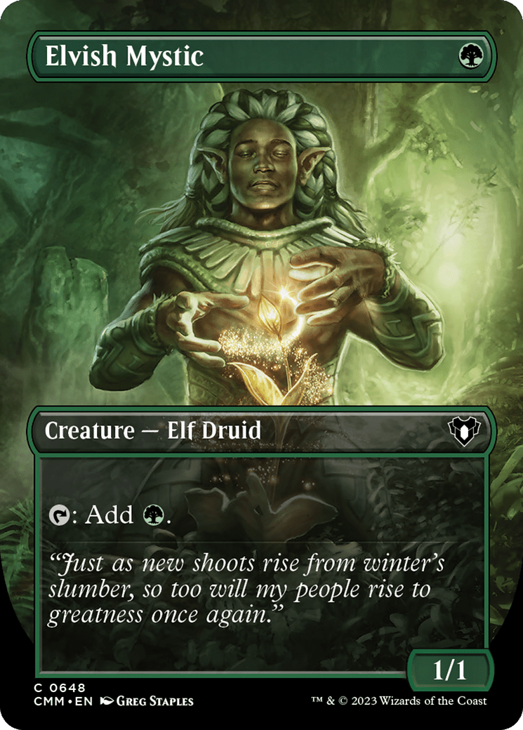 Elvish Mystic (Borderless Alternate Art) [Commander Masters] MTG Single Magic: The Gathering  | Multizone: Comics And Games