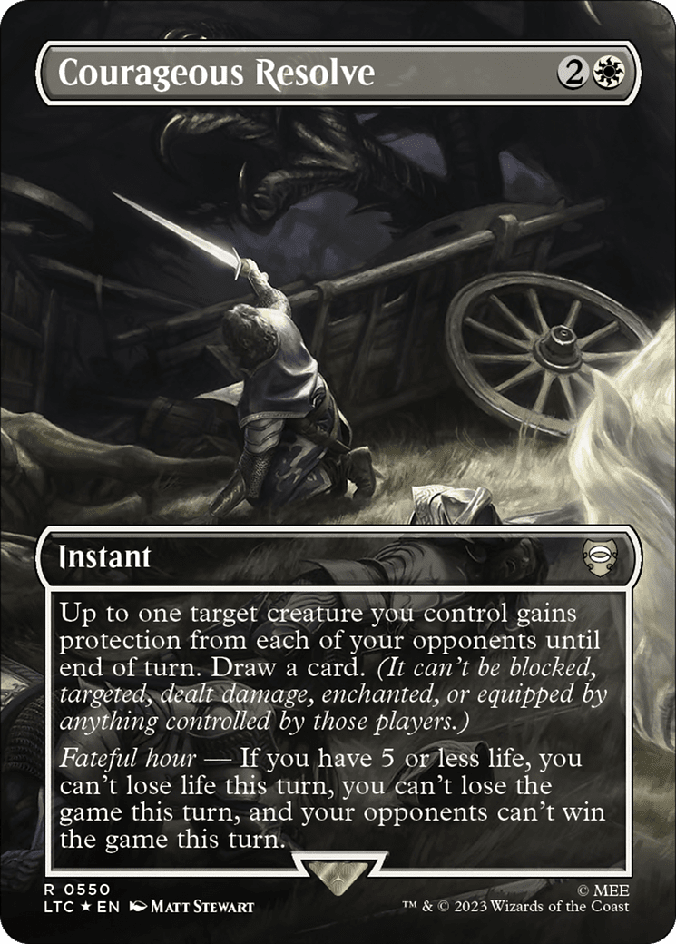 Courageous Resolve (Borderless) (Surge Foil) [The Lord of the Rings: Tales of Middle-Earth Commander] MTG Single Magic: The Gathering  | Multizone: Comics And Games
