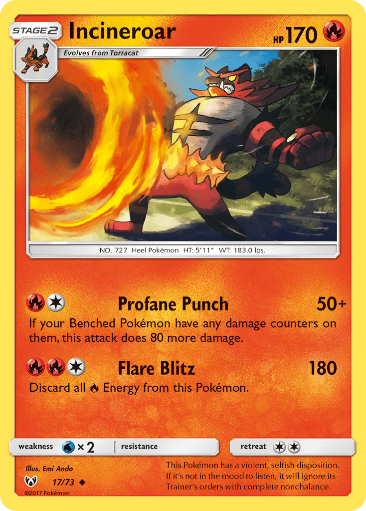 Incineroar (17/73) [Sun & Moon: Shining Legends] Pokemon Single Pokémon  | Multizone: Comics And Games