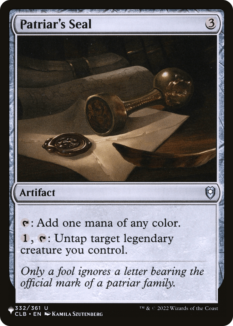 Patriar's Seal [The List] MTG Single Magic: The Gathering  | Multizone: Comics And Games