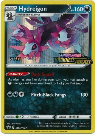 Hydreigon (SWSH037) (Staff Prerelease Promo) [Sword & Shield: Black Star Promos] Pokemon Single Pokémon  | Multizone: Comics And Games