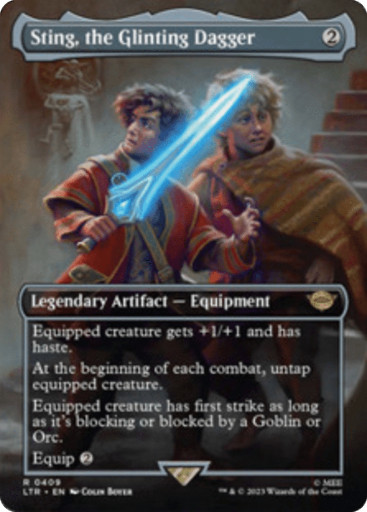 Sting, the Glinting Dagger (Borderless Alternate Art) [The Lord of the Rings: Tales of Middle-Earth] MTG Single Magic: The Gathering  | Multizone: Comics And Games