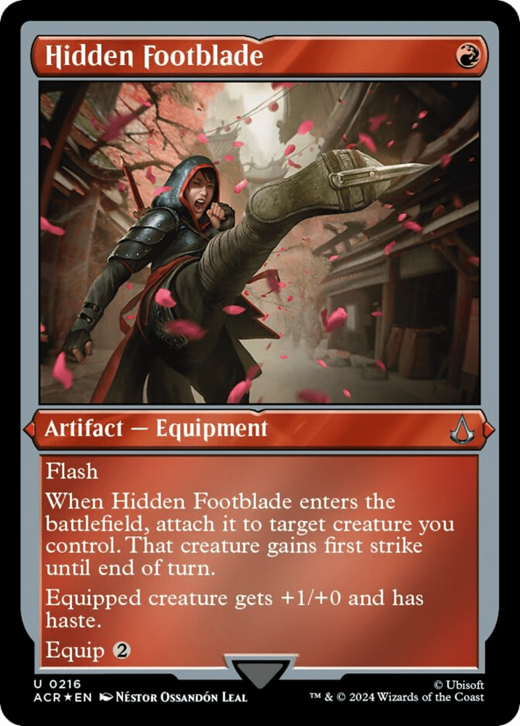 Hidden Footblade (Foil Etched) [Assassin's Creed] MTG Single Magic: The Gathering  | Multizone: Comics And Games