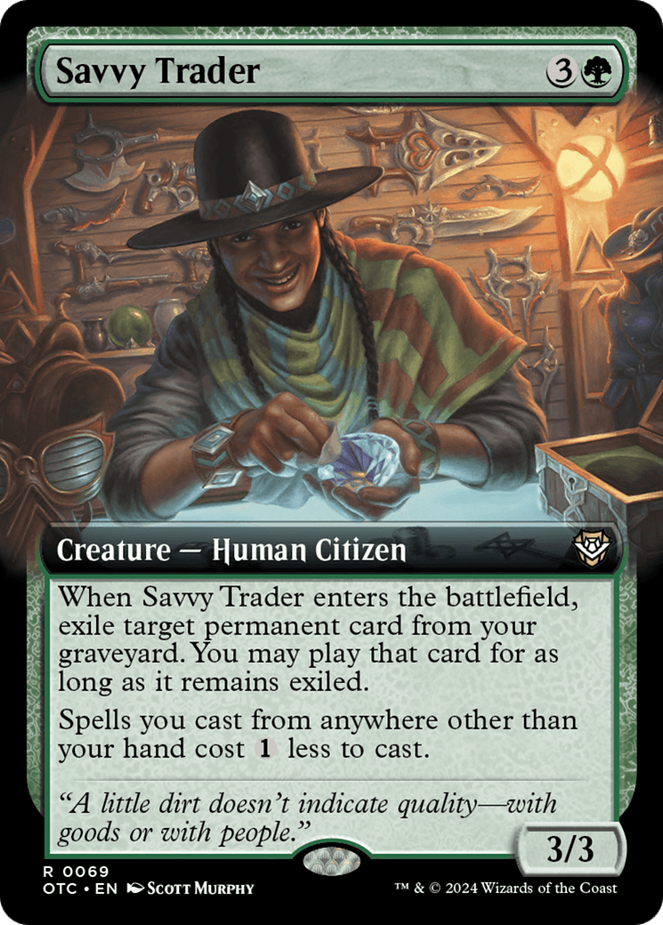 Savvy Trader (Extended Art) [Outlaws of Thunder Junction Commander] MTG Single Magic: The Gathering  | Multizone: Comics And Games