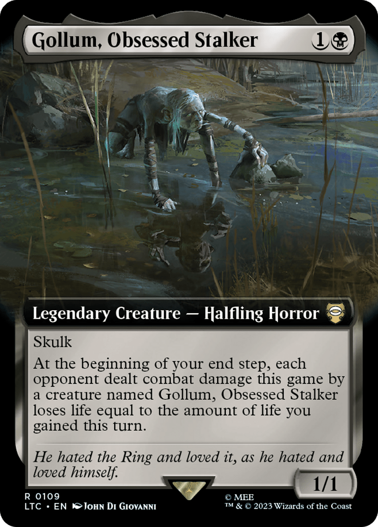 Gollum, Obsessed Stalker (Extended Art) [The Lord of the Rings: Tales of Middle-Earth Commander] MTG Single Magic: The Gathering  | Multizone: Comics And Games