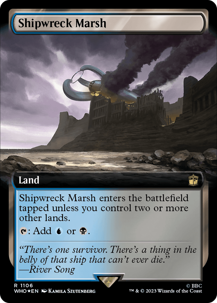Shipwreck Marsh (Extended Art) (Surge Foil) [Doctor Who] MTG Single Magic: The Gathering  | Multizone: Comics And Games