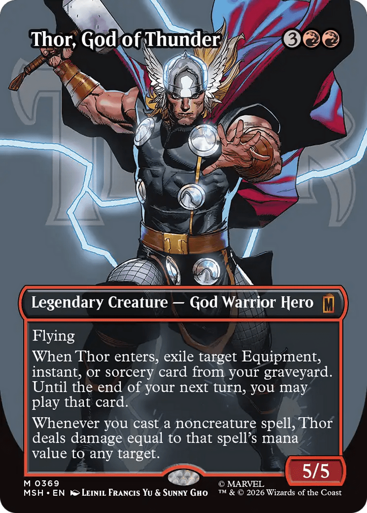 Thor, God of Thunder (Borderless) (0369) [Marvel Super Heroes] MTG Single Magic: The Gathering  | Multizone: Comics And Games