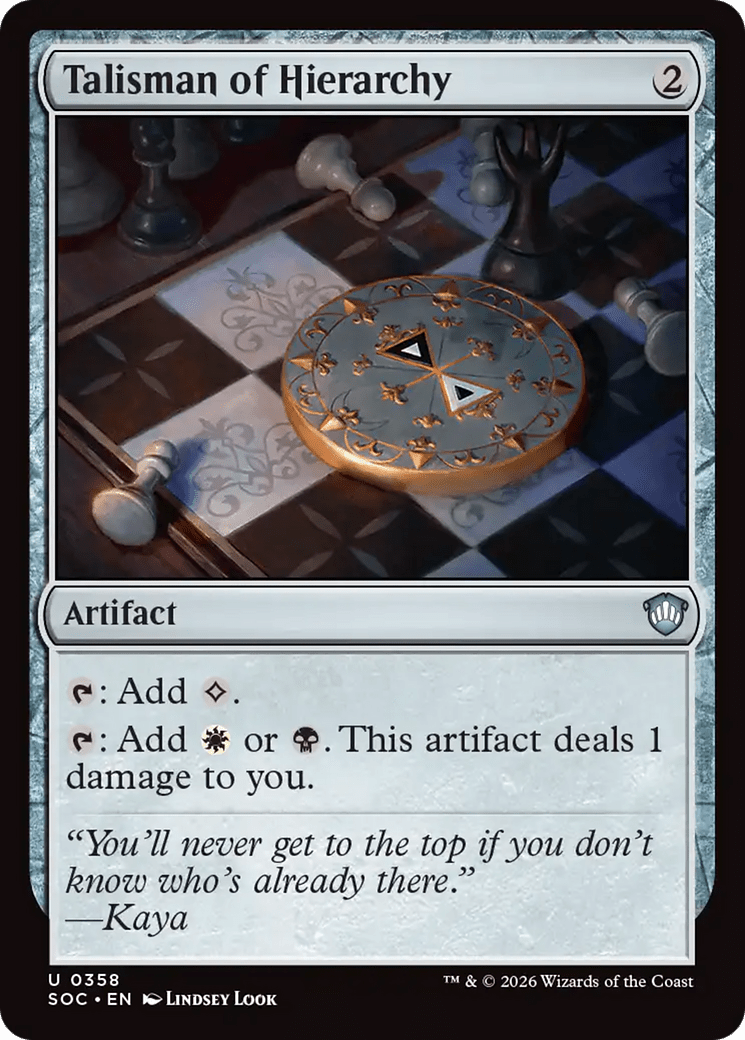 Talisman of Hierarchy [Secrets of Strixhaven Commander] MTG Single Magic: The Gathering  | Multizone: Comics And Games