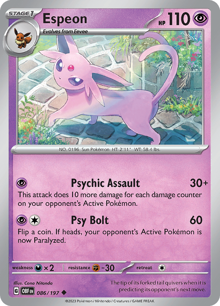 Espeon (086/197) [Scarlet & Violet: Obsidian Flames] Pokemon Single Pokémon  | Multizone: Comics And Games