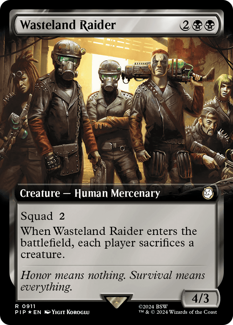 Wasteland Raider (Extended Art) (Surge Foil) [Fallout] MTG Single Magic: The Gathering  | Multizone: Comics And Games