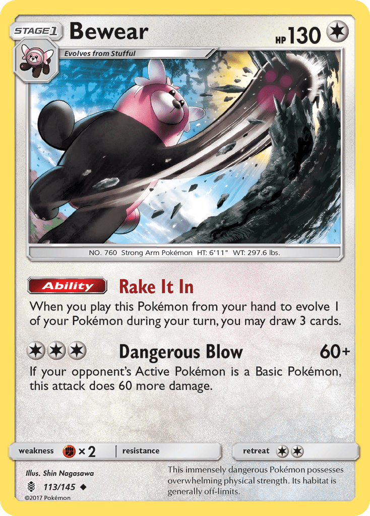 Bewear (113/145) [Sun & Moon: Guardians Rising] Pokemon Single Pokémon  | Multizone: Comics And Games