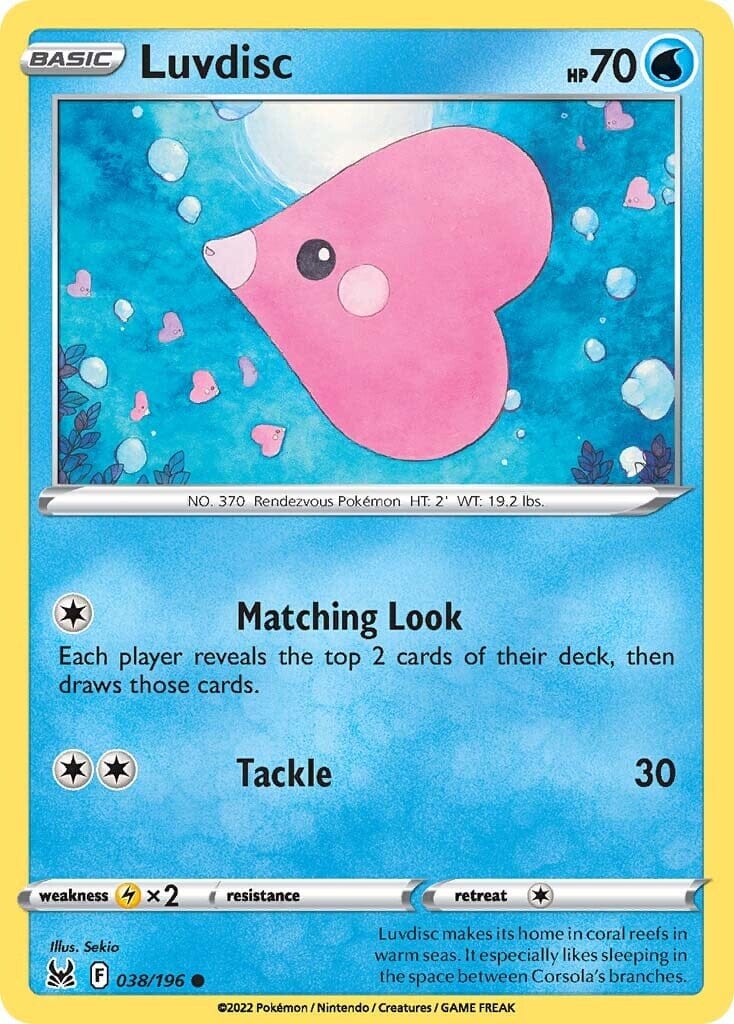 Luvdisc (038/196) [Sword & Shield: Lost Origin] Pokemon Single Pokémon  | Multizone: Comics And Games