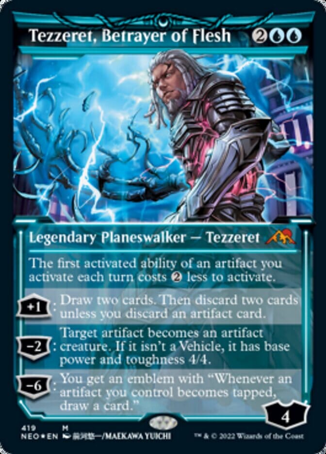 Tezzeret, Betrayer of Flesh (Showcase) (Foil Etched) [Kamigawa: Neon Dynasty] MTG Single Magic: The Gathering  | Multizone: Comics And Games