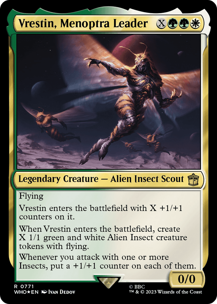 Vrestin, Menoptra Leader (Surge Foil) [Doctor Who] MTG Single Magic: The Gathering  | Multizone: Comics And Games